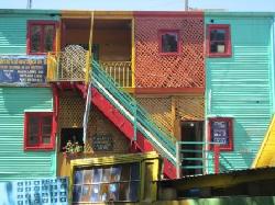 La Bocas Caminito mit den Bunden Blech Hausern, La Boca, die Tango Ecke Buenos Aires  Stadtrundfahrt Buenos Aires